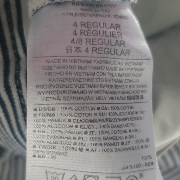 GAP NWT! Tailored shorts navy blue & white stripes size 4R - Picture 7 of 7